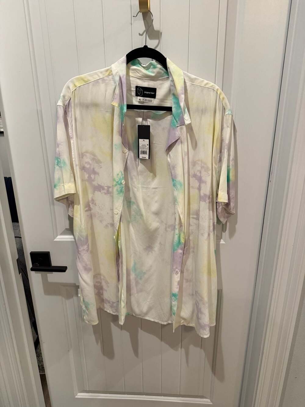 Original Use Pastel Tie-Dye Short Sleeve Button-Down Shirt XL